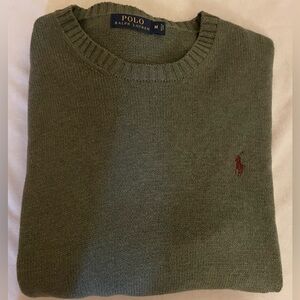 Polo by Ralph Lauren Men's Army Green Classic Crewneck Cotton Knit Sweater